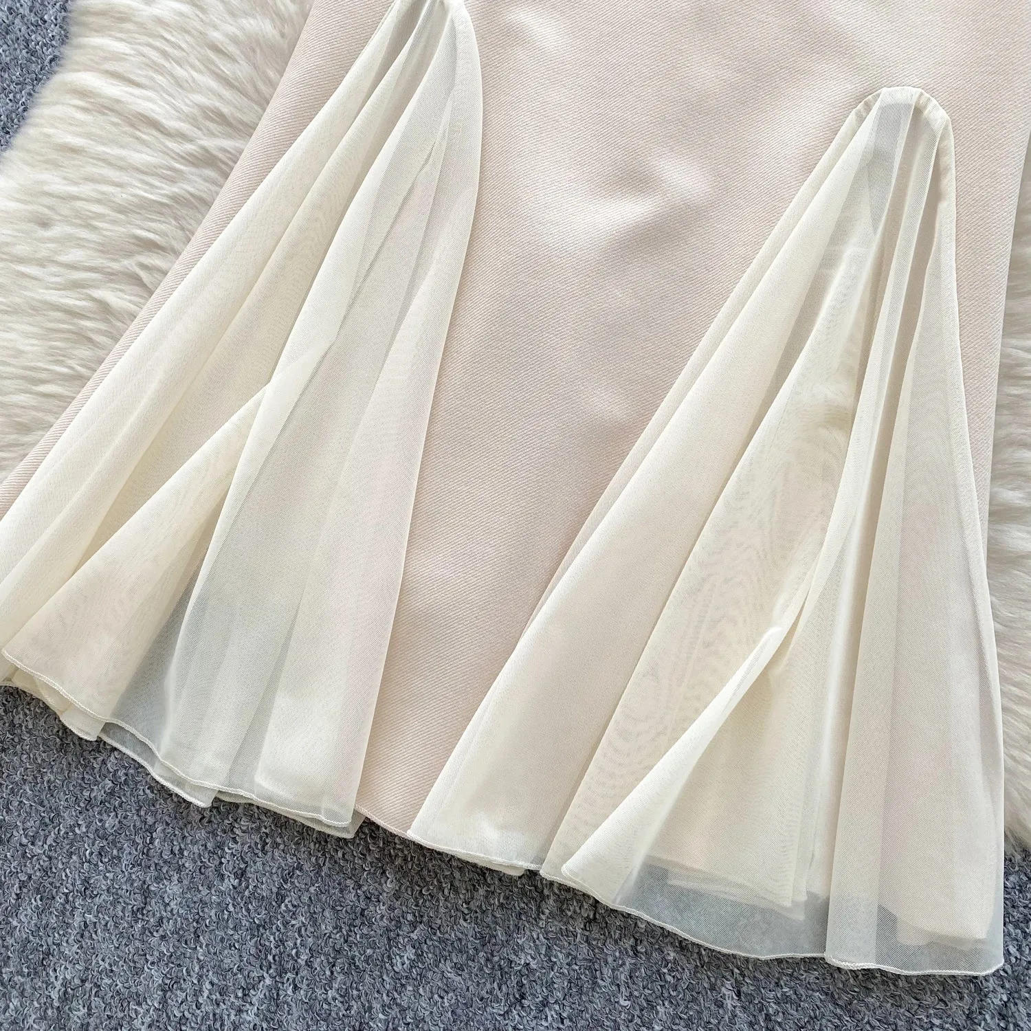 Mesh Patchwork Fishtail Slip Dress